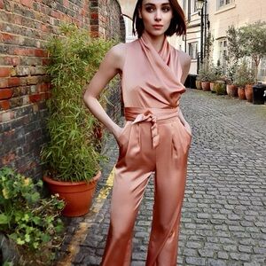 Lola Tara Sydney Cowl Neck Wide Leg Jumpsuit Blush Size 6